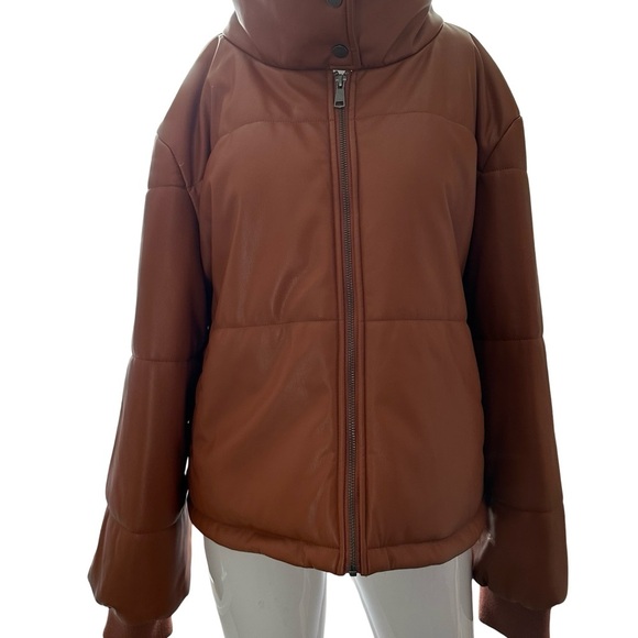 Anthropologie Brown Faux Leather Jacket - Picture 4 of 7